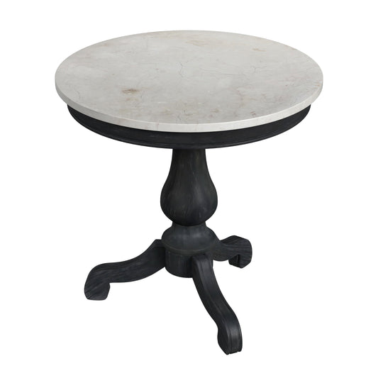 Danielle Marble 24" Pedestal Side Table in Black 5515432