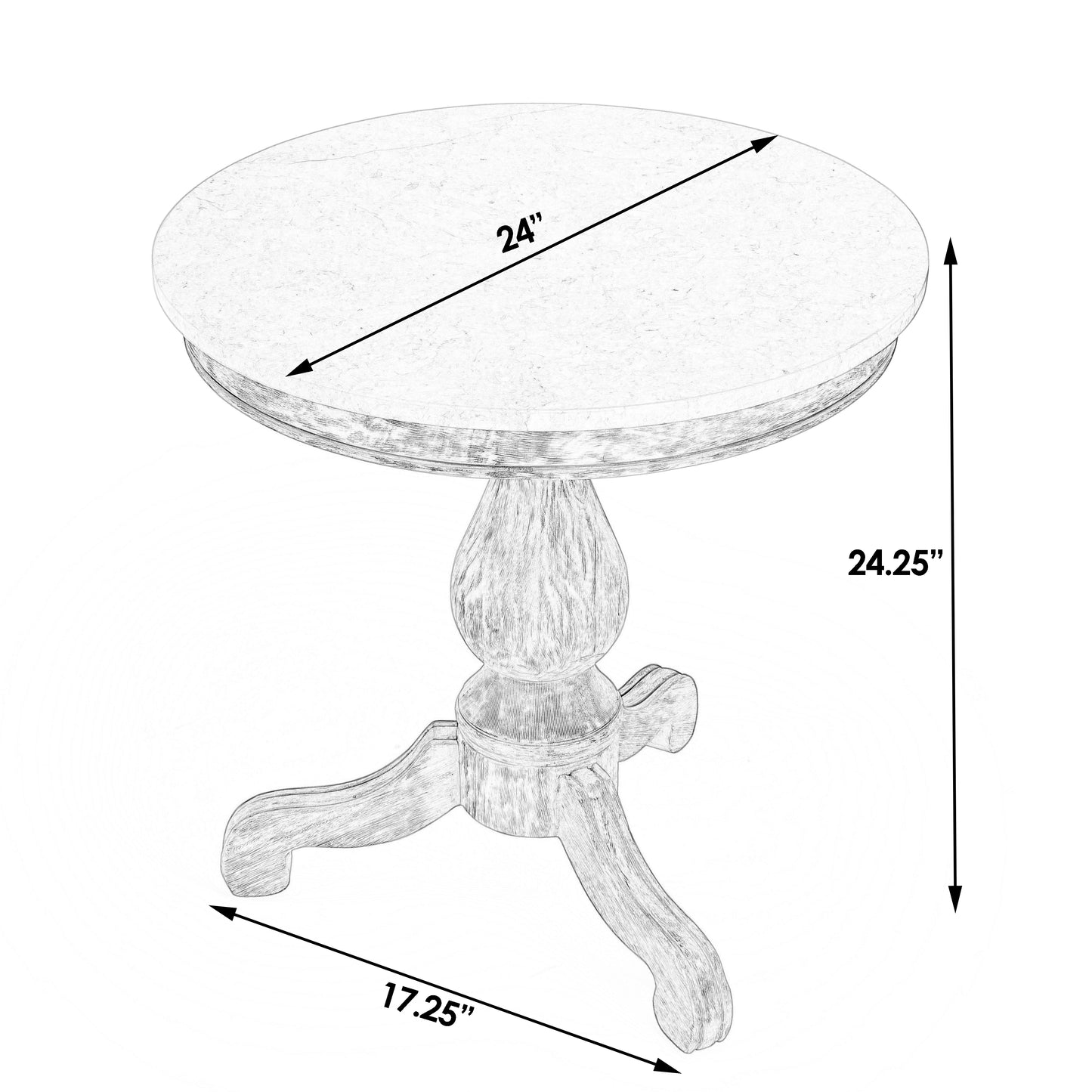 Danielle Marble 24" Pedestal Side Table in Black 5515432