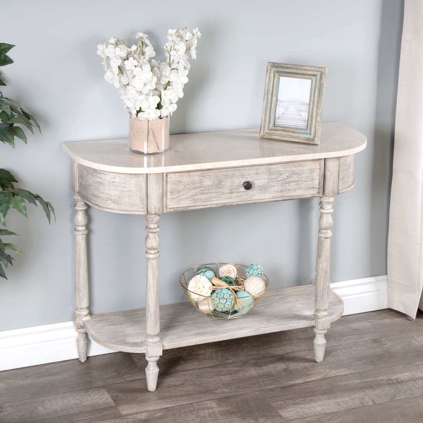 Danielle Marble 40" one- drawer Console Table in Gray 5517329