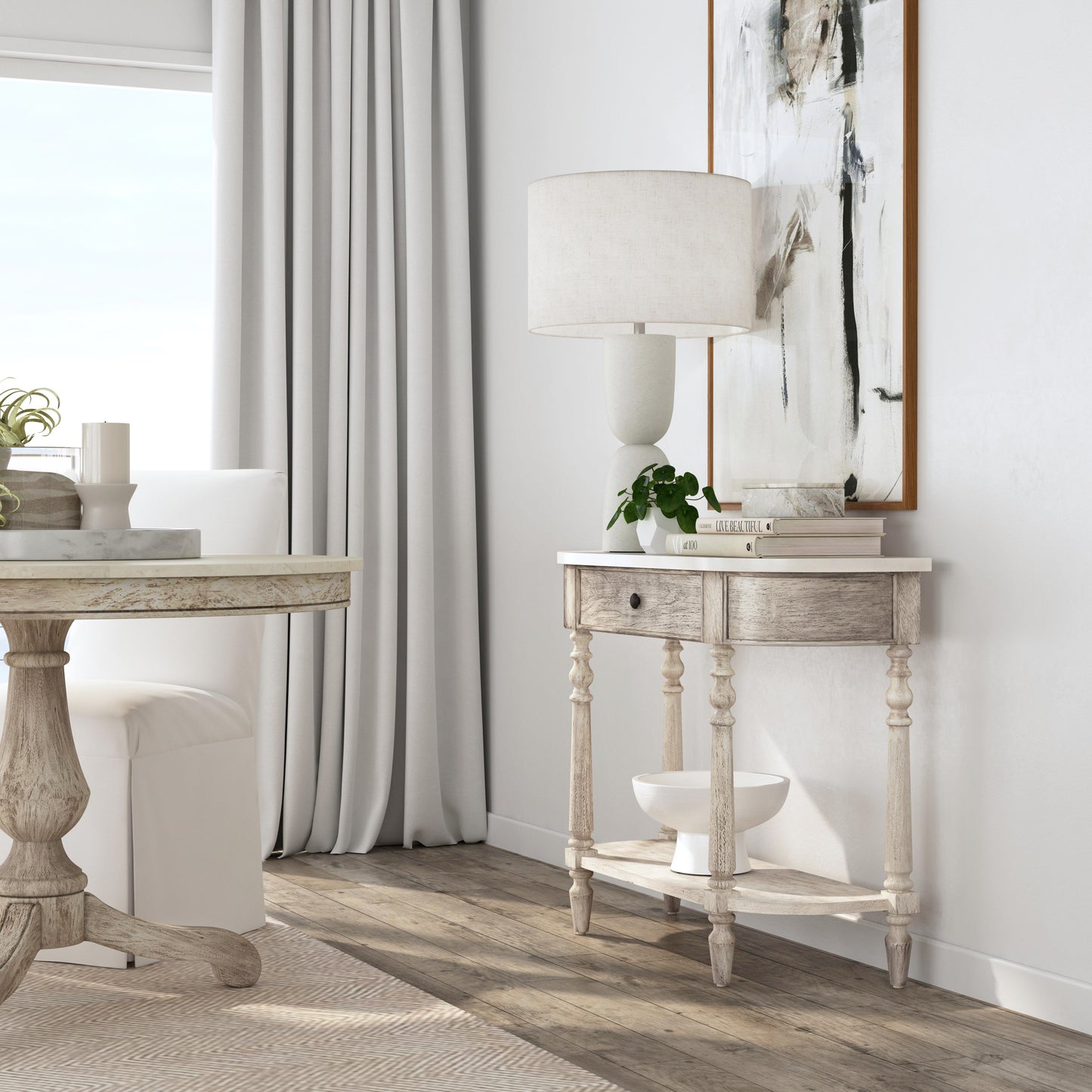 Danielle Marble 40" one- drawer Console Table in Gray 5517329