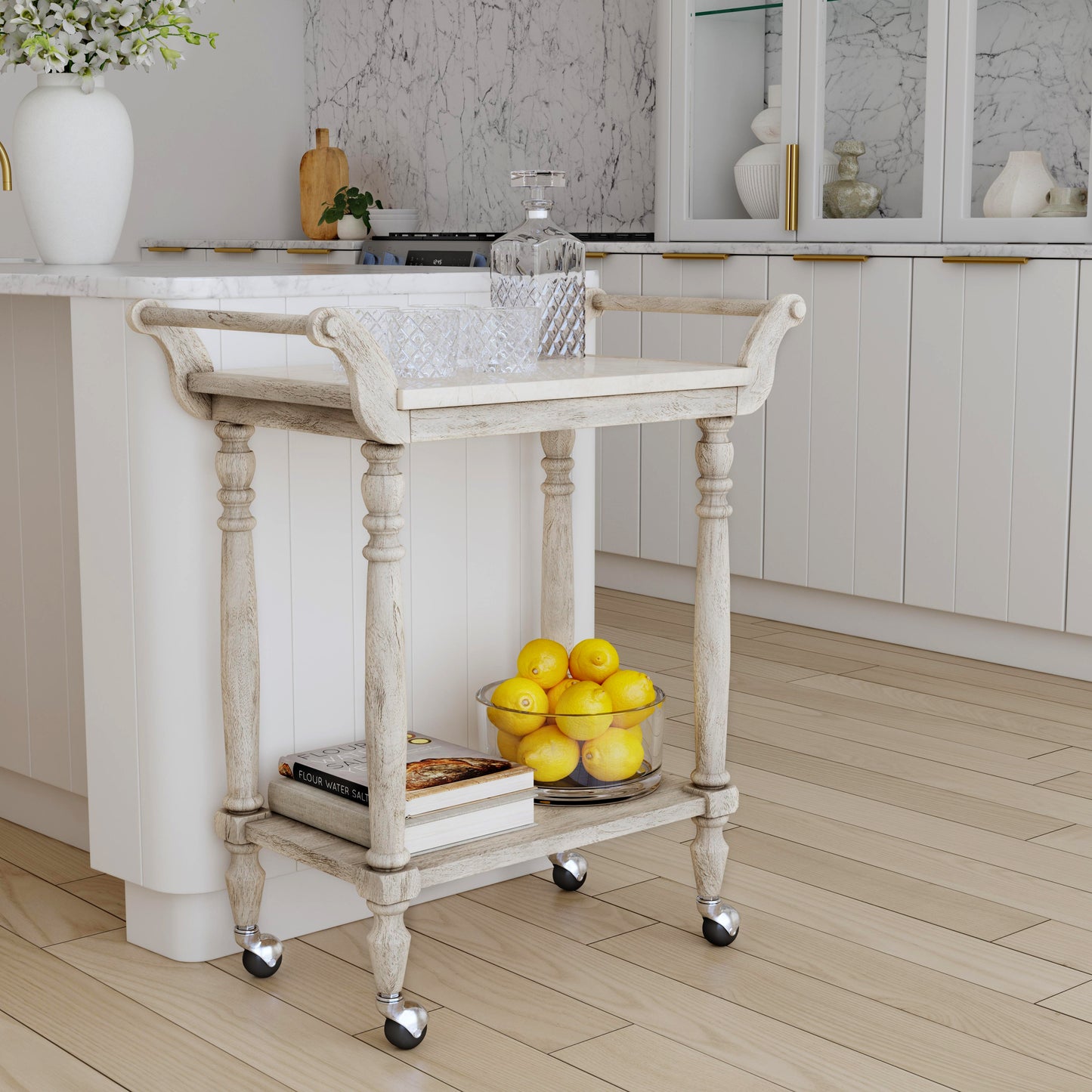 Danielle Marble Bar Cart in Gray  5518329