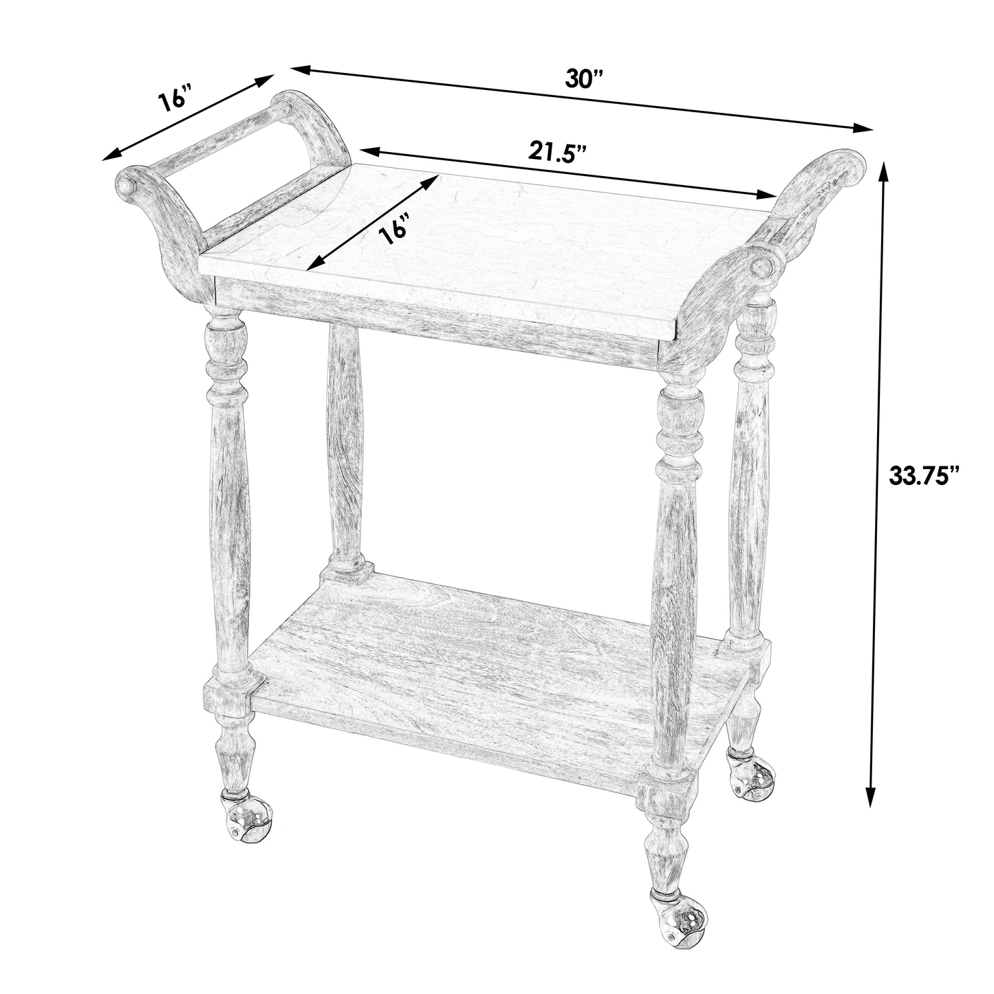 Danielle Marble Bar Cart in Tan/Beige 5518415