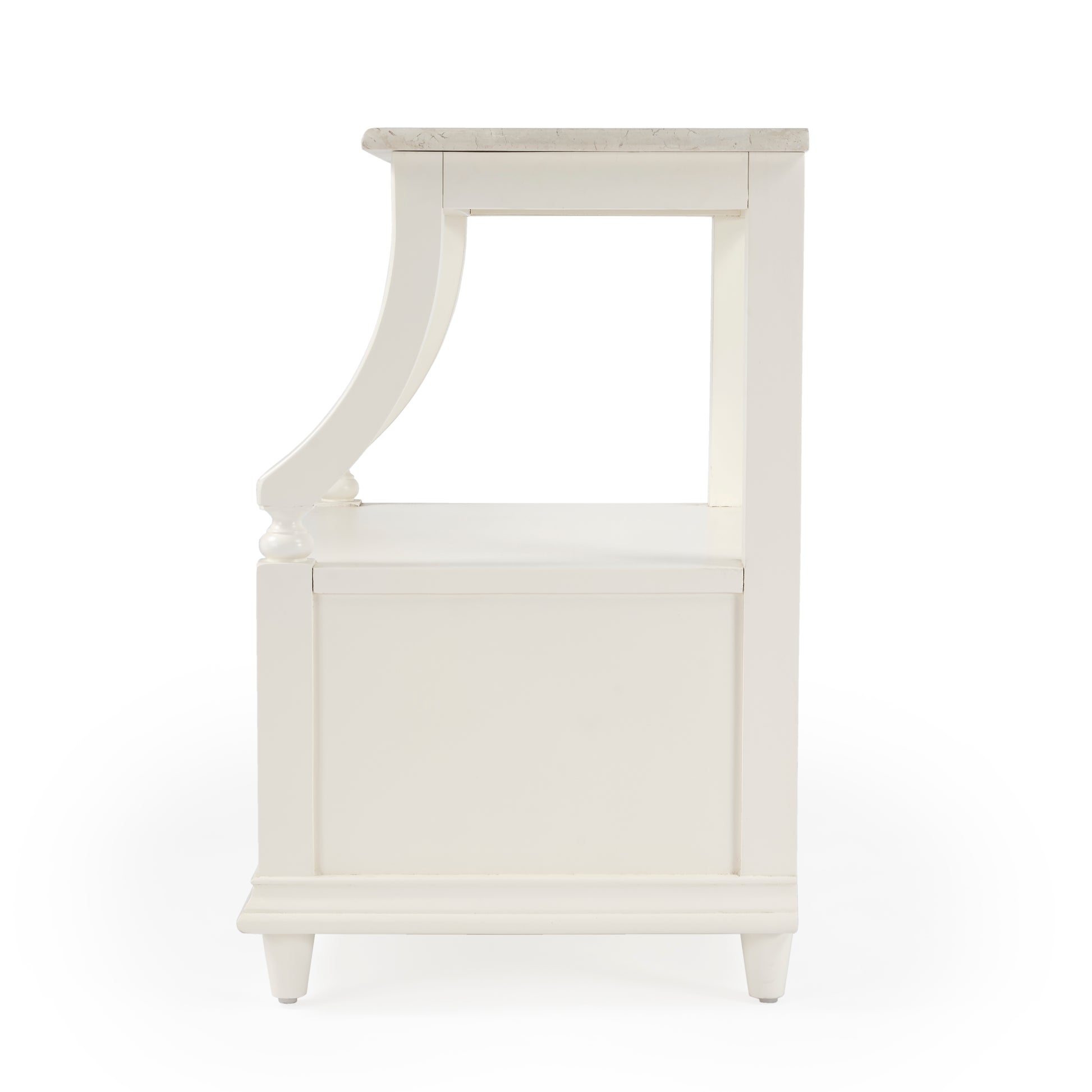 Butler Specialty Company Mabel 24 in. W Rectangular Marble and Wood 1 Drawer Nightstand with Top Open Shelf, White