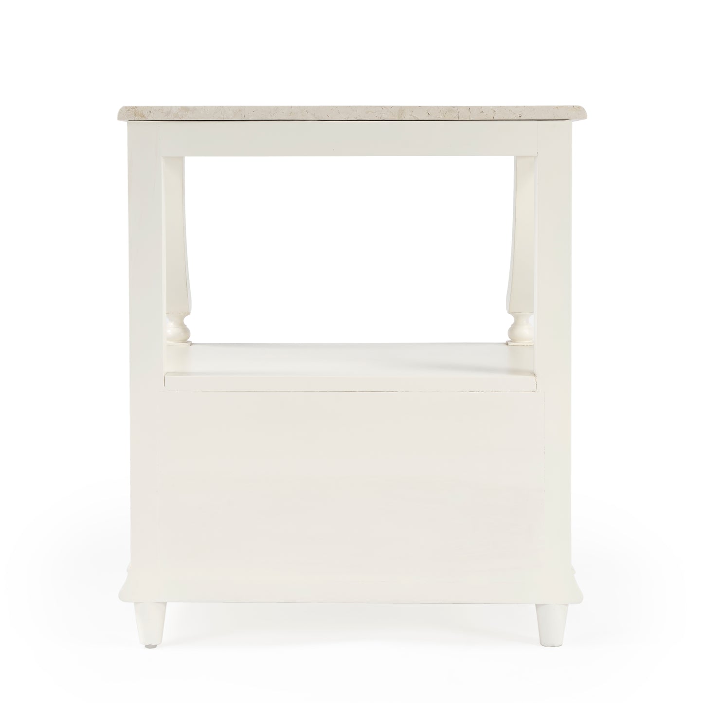 Butler Specialty Company Mabel 24 in. W Rectangular Marble and Wood 1 Drawer Nightstand with Top Open Shelf, White
