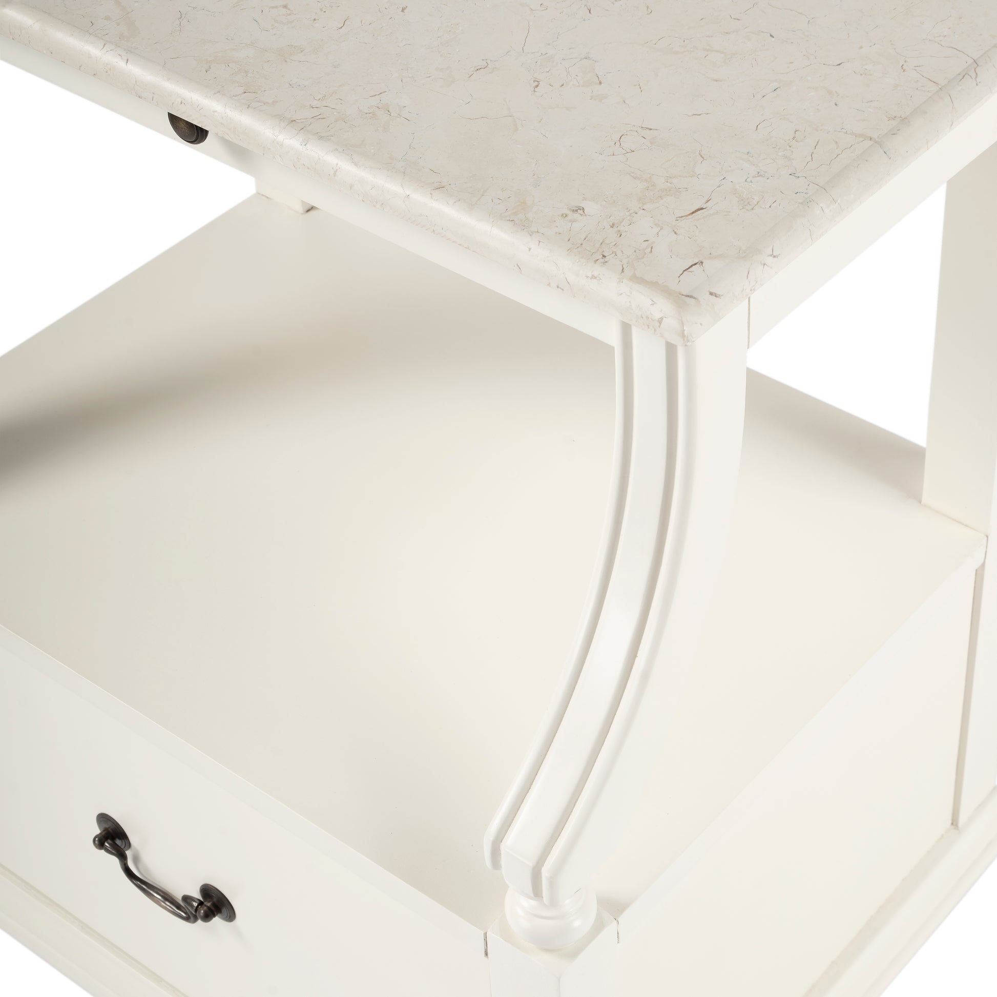 Butler Specialty Company Mabel 24 in. W Rectangular Marble and Wood 1 Drawer Nightstand with Top Open Shelf, White