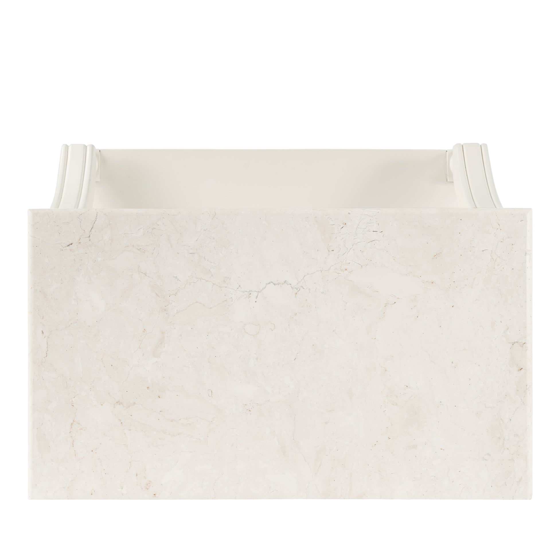 Butler Specialty Company Mabel 24 in. W Rectangular Marble and Wood 1 Drawer Nightstand with Top Open Shelf, White