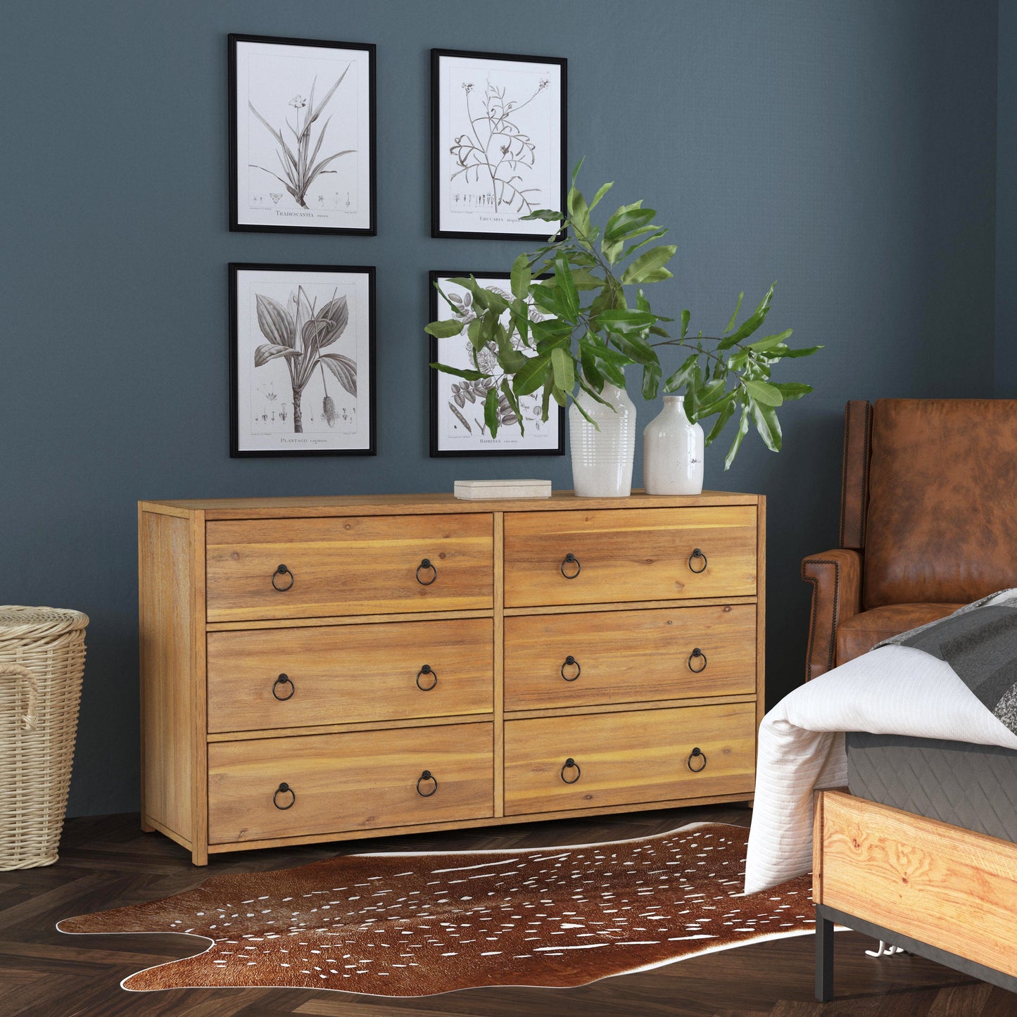 Lark 6 Drawer Natural Wood Dresser in Light Brown 5525312