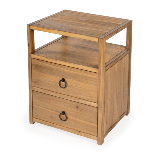 Butler Specialty Company Lark 21 in. W Wood 2 Drawer Nightstand with Open Storage Shelf, Light Brown