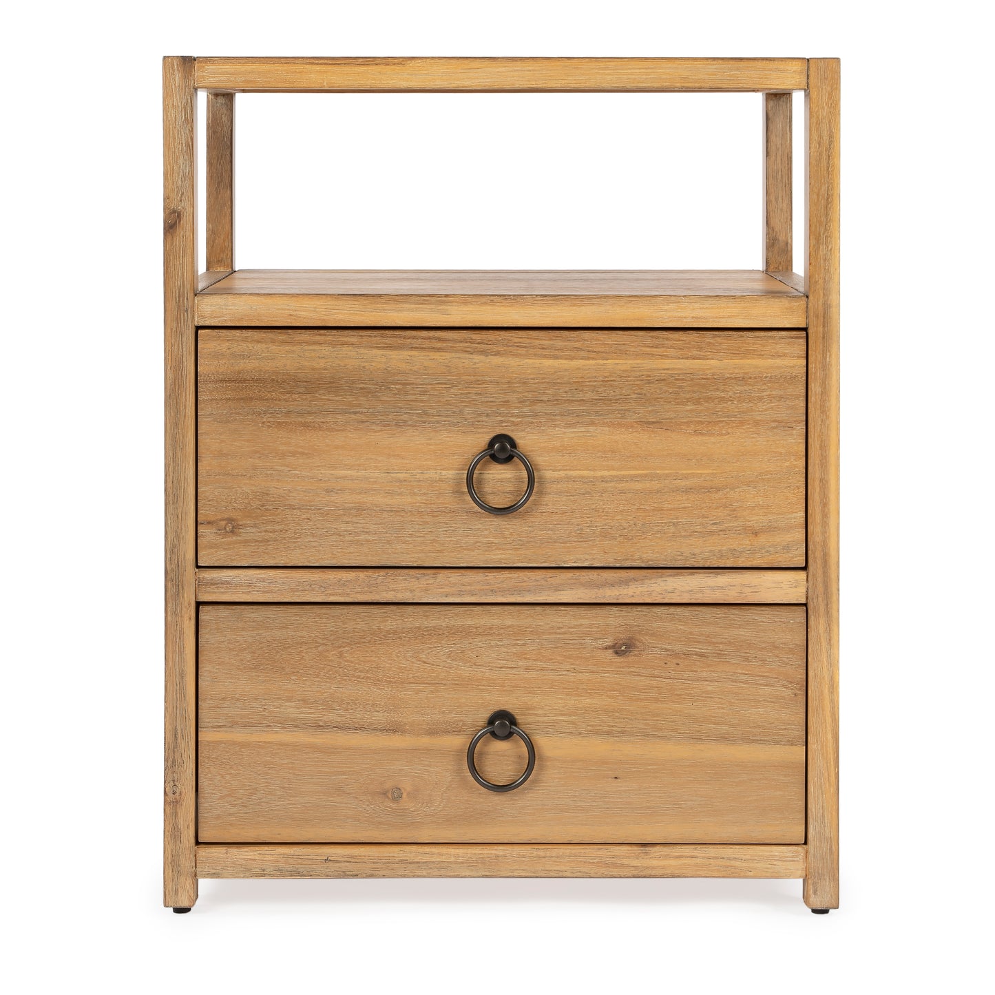 Butler Specialty Company Lark 21 in. W Wood 2 Drawer Nightstand with Open Storage Shelf, Light Brown