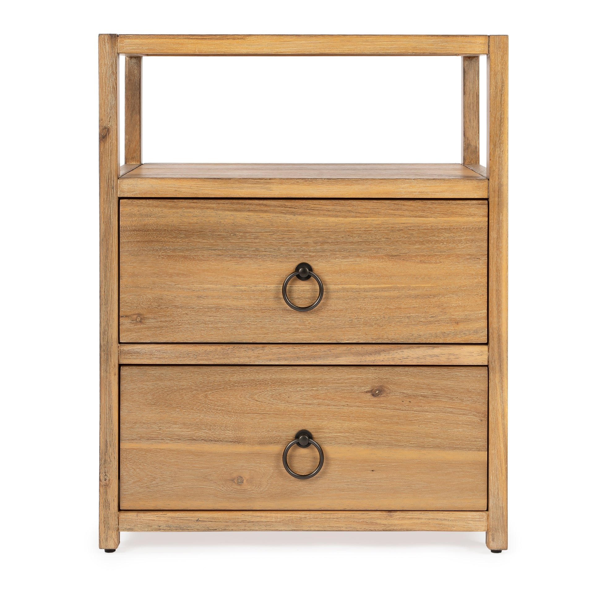 Butler Specialty Company Lark 21 in. W Wood 2 Drawer Nightstand with Open Storage Shelf, Light Brown