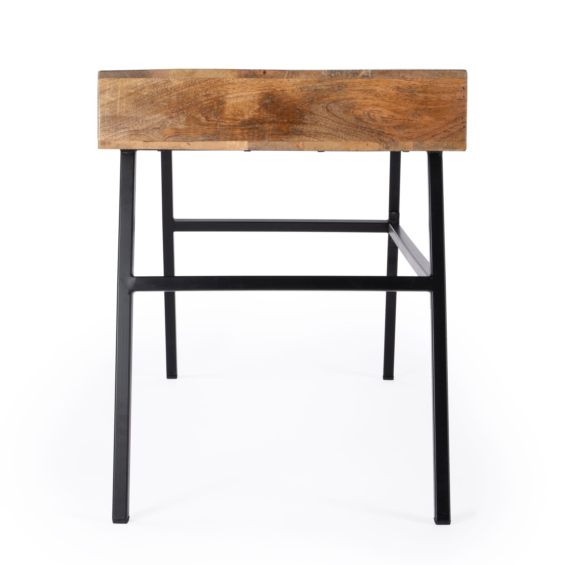 Butler Specialty Company Reison 47.5 in. W Rectangular Wood and Metal 2 Drawer Industrial Writing Desk, Light Brown