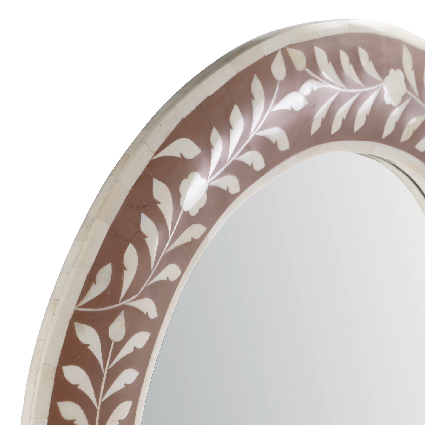 Butler Specialty Company Trubadur 40"W x 24"H Oval Bone Inlay Horizonal or Vertical Decorative Wall Mirror, Brown, White