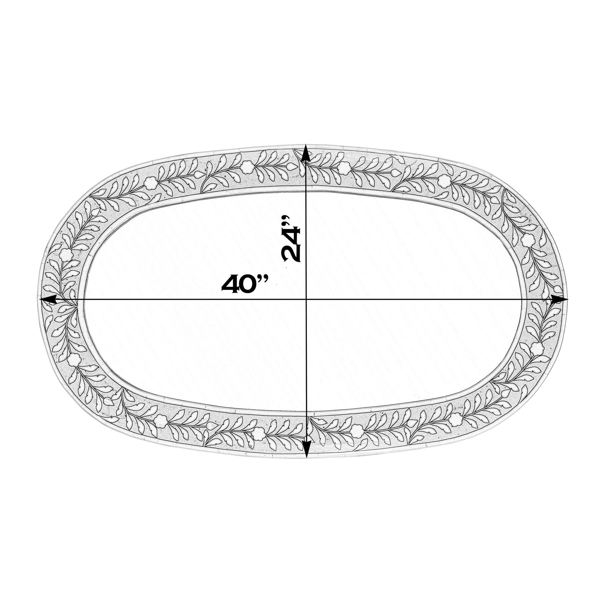 Butler Specialty Company Trubadur 40"W x 24"H Oval Bone Inlay Horizonal or Vertical Decorative Wall Mirror, Brown, White