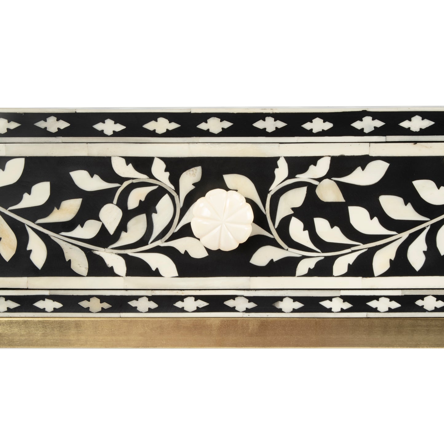 Butler Specialty Company Perilla  36 in. W Rectangular Bone Inlay 1 Drawer Traditional Writing Desk, Black and White, Gold