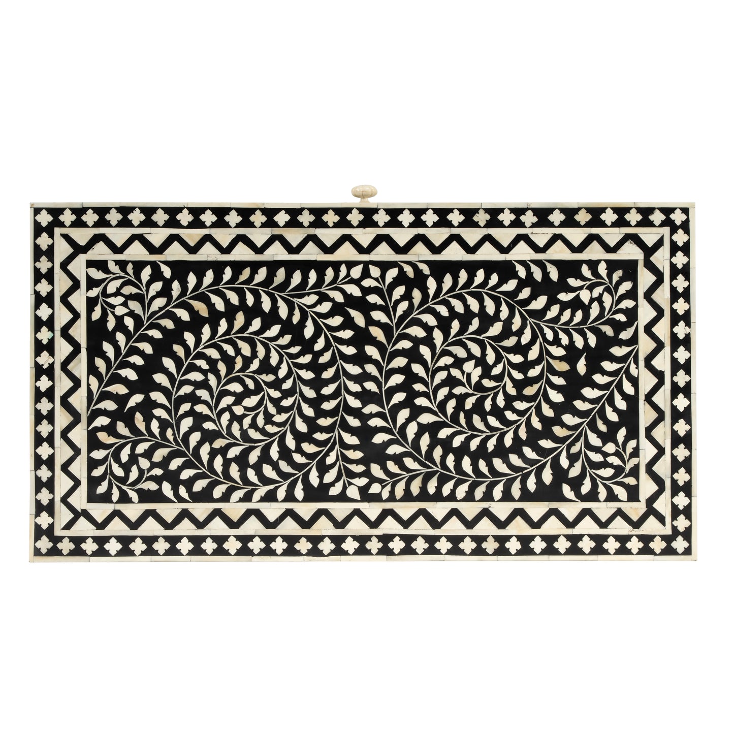 Butler Specialty Company Perilla  36 in. W Rectangular Bone Inlay 1 Drawer Traditional Writing Desk, Black and White, Gold