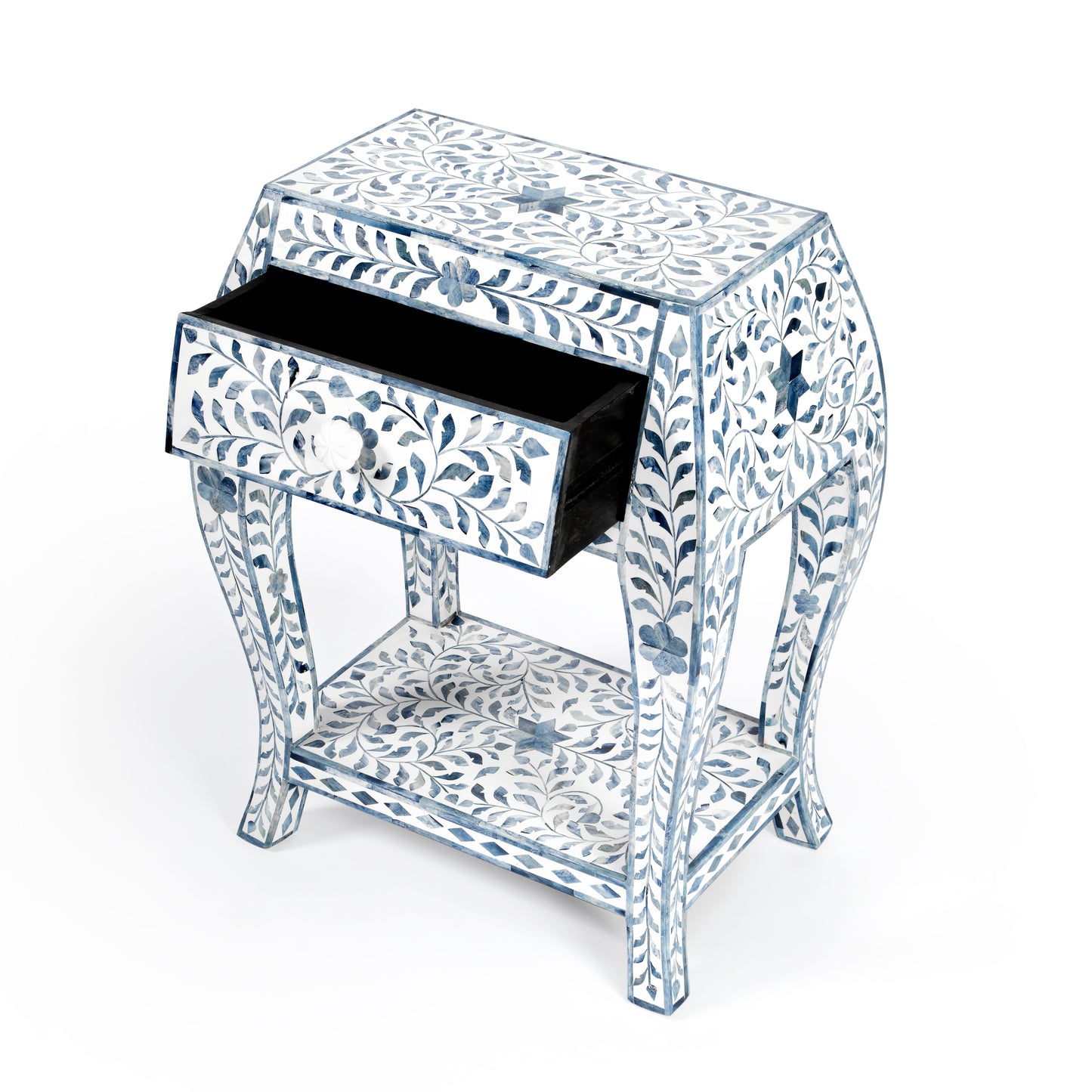 Trubadur and Bone Inlay Side Table in White and Blue 5530417