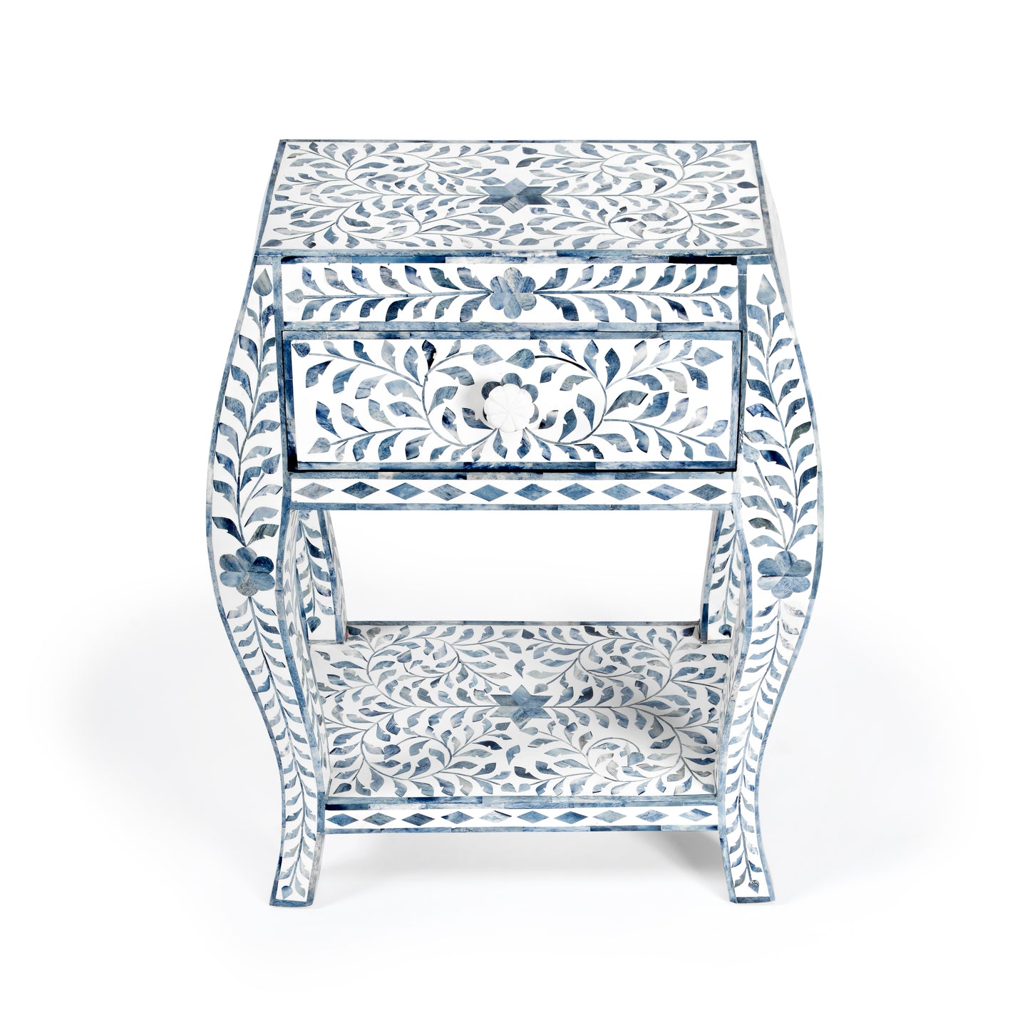 Trubadur and Bone Inlay Side Table in White and Blue 5530417