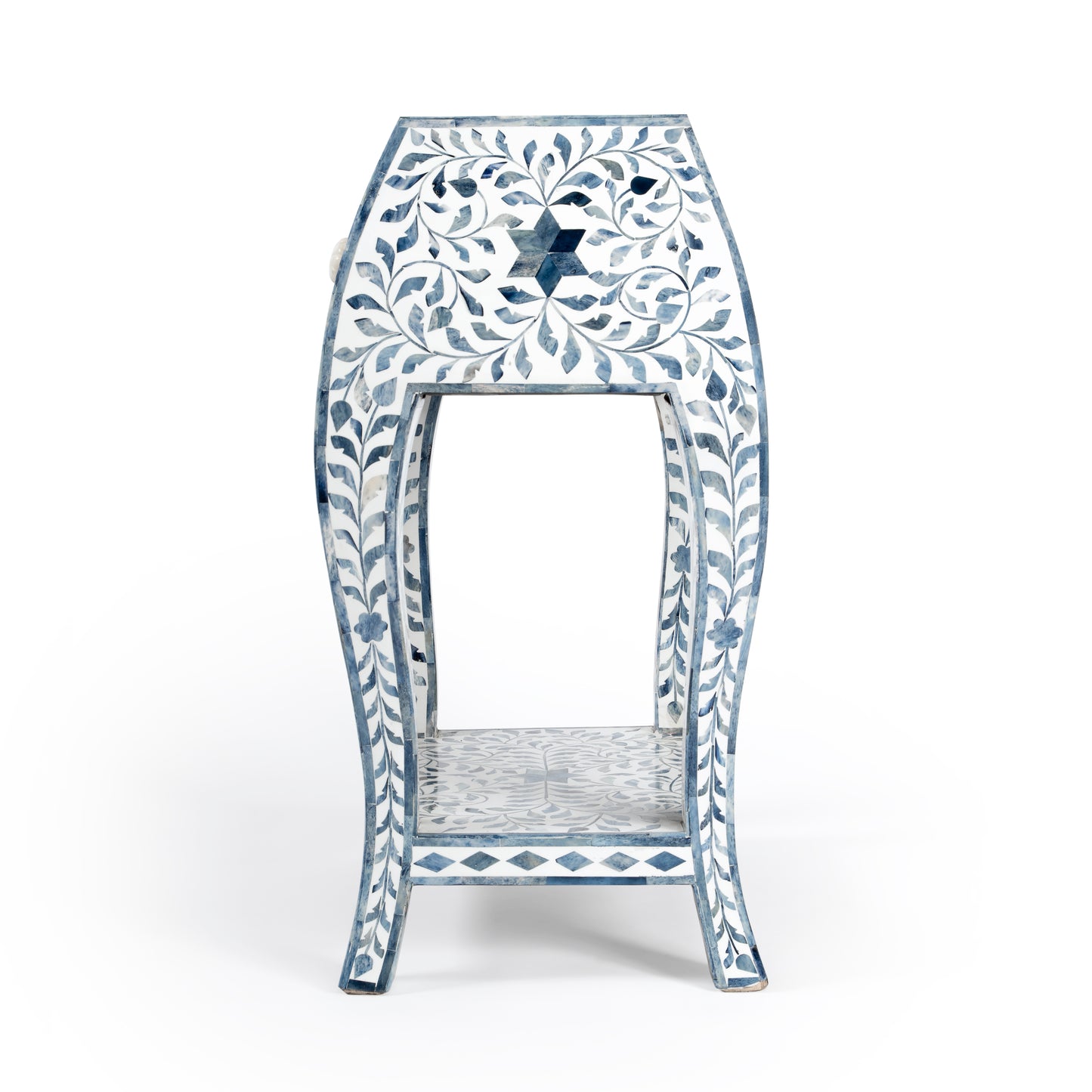 Trubadur and Bone Inlay Side Table in White and Blue 5530417