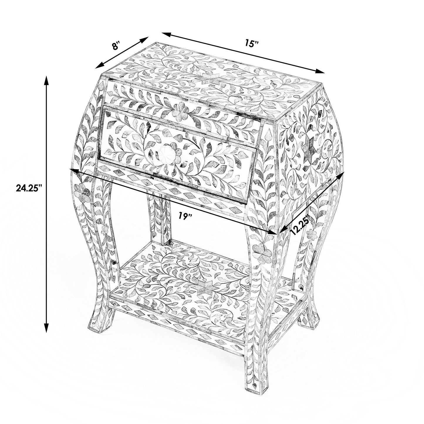 Trubadur and Bone Inlay Side Table in White and Blue 5530417
