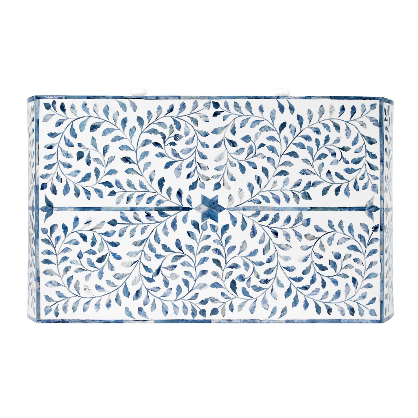 Trubadur and Bone Inlay 3 Drawer Chest in White and Blue  5531417