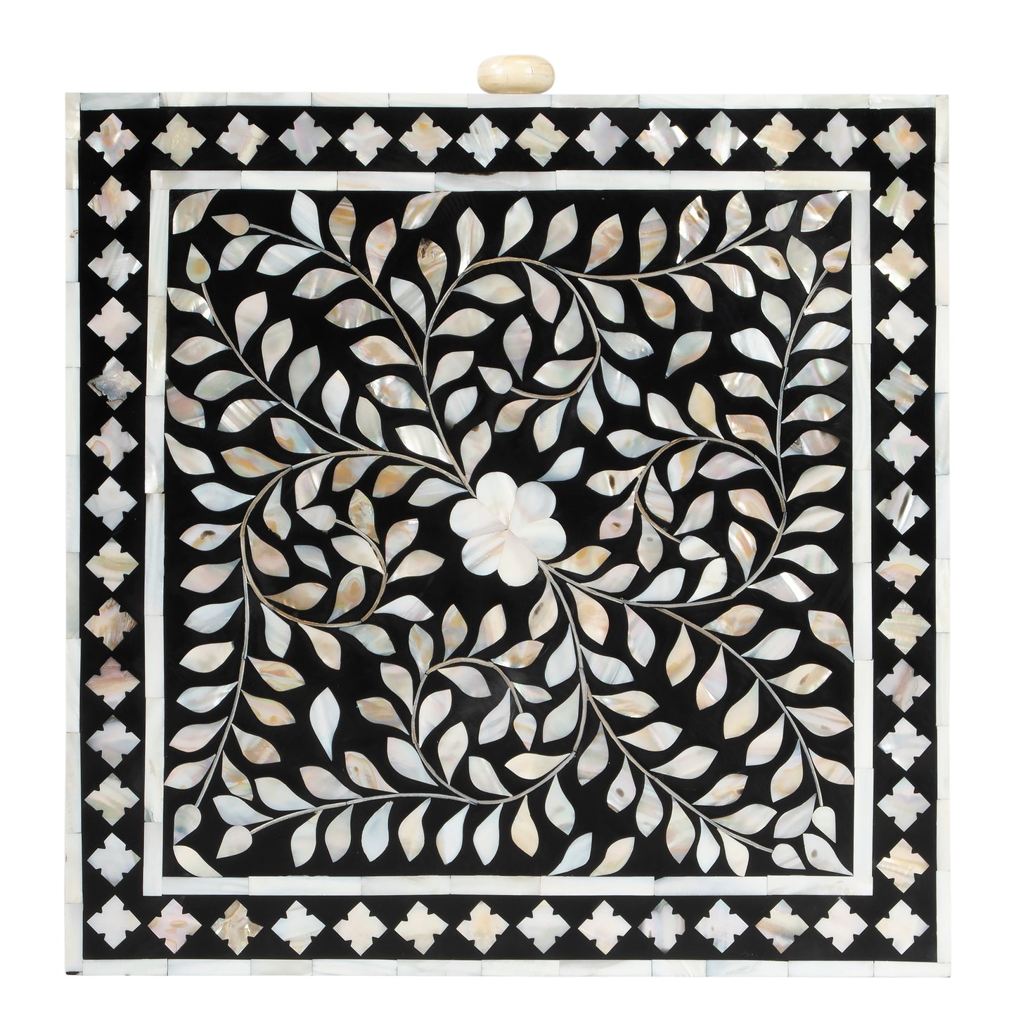 Purgenia Mother Of Pearl Side Table in Black and White,Gold 5532388