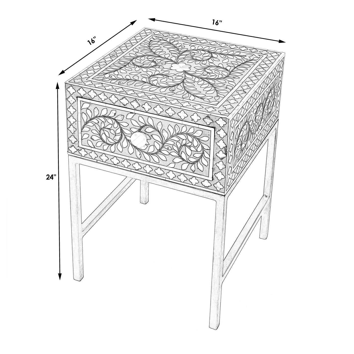Purgenia Mother Of Pearl Side Table in Black and White,Gold 5532388