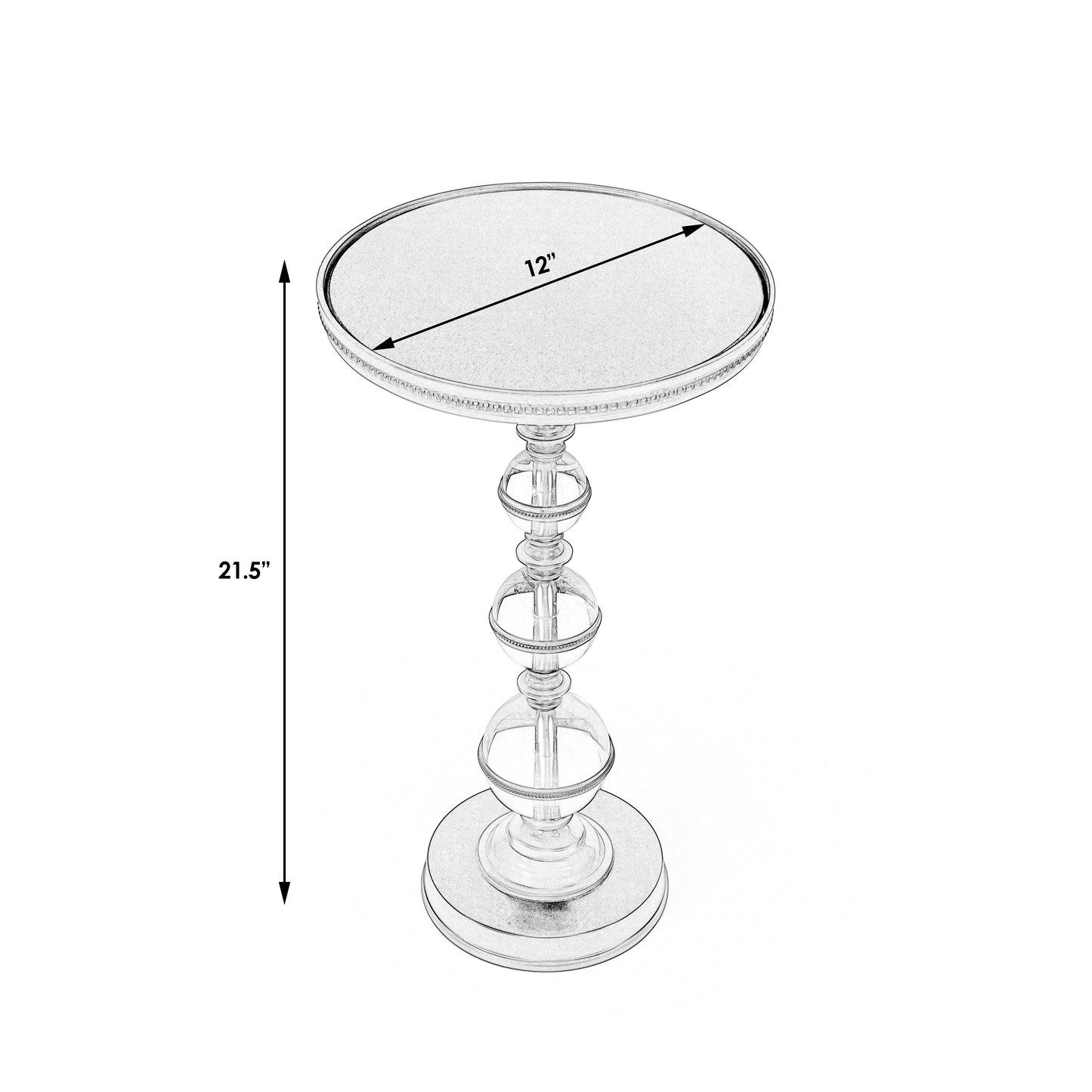 Butler Specialty Company Forella 12 in. W Round Granite, Acrylic and Iron Pedestal Side Table, Black, Bronze, Clear
