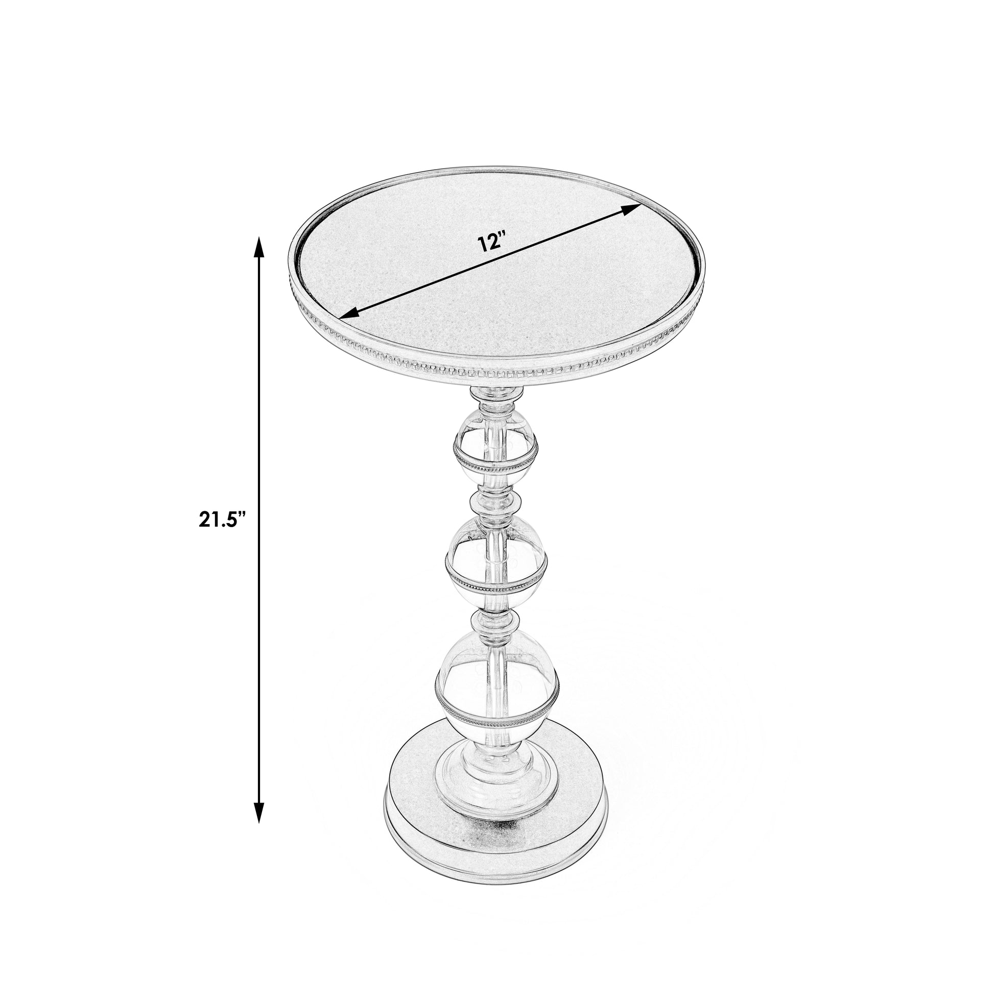 Butler Specialty Company Forella 12 in. W Round Granite, Acrylic and Iron Pedestal Side Table, Black, Bronze, Clear