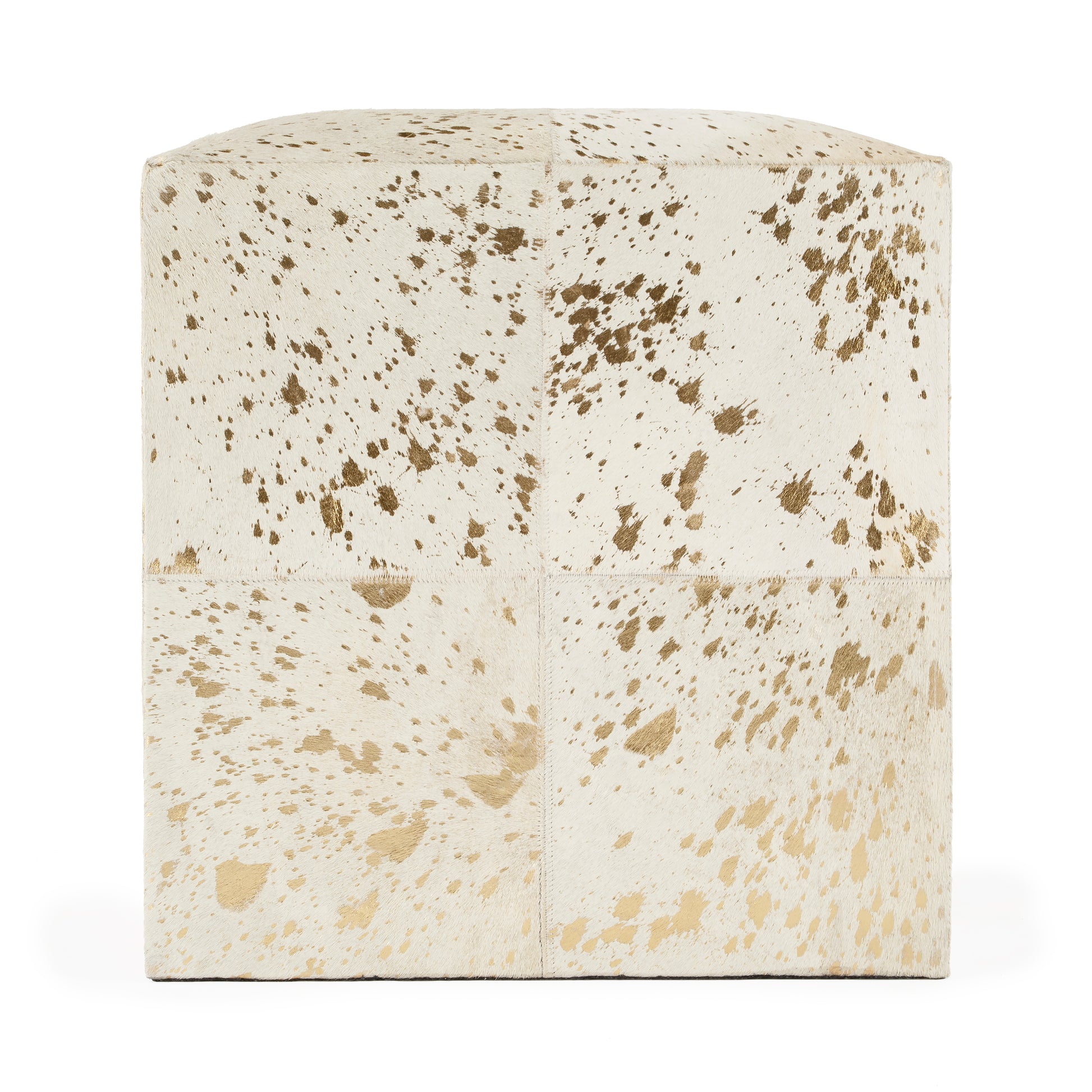 Butler Specialty Company Victorian Hair on Hide with Spots Cube Ottoman, White