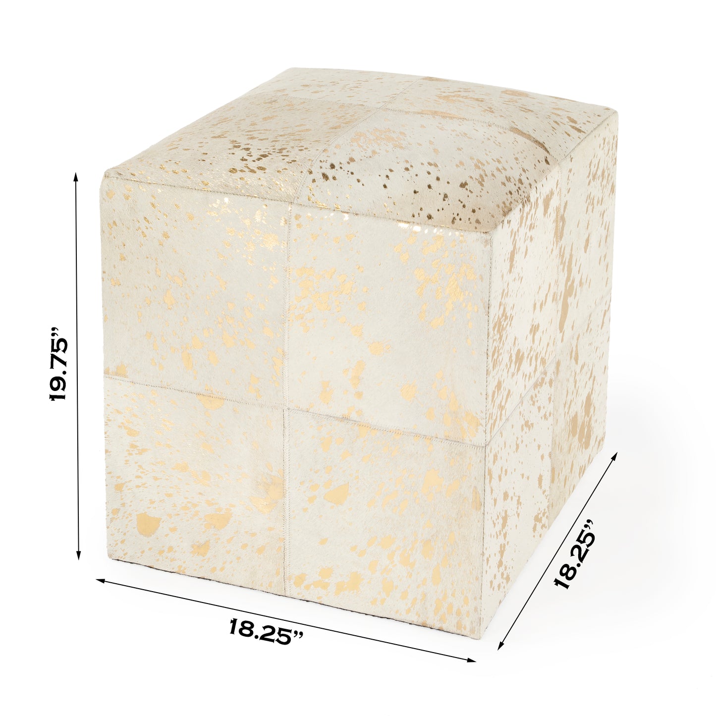 Butler Specialty Company Victorian Hair on Hide with Spots Cube Ottoman, White