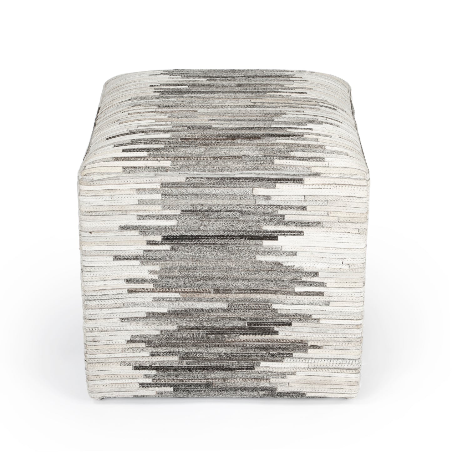 Victorian Hair on Hide Cube Ottoman in Gray 5535148