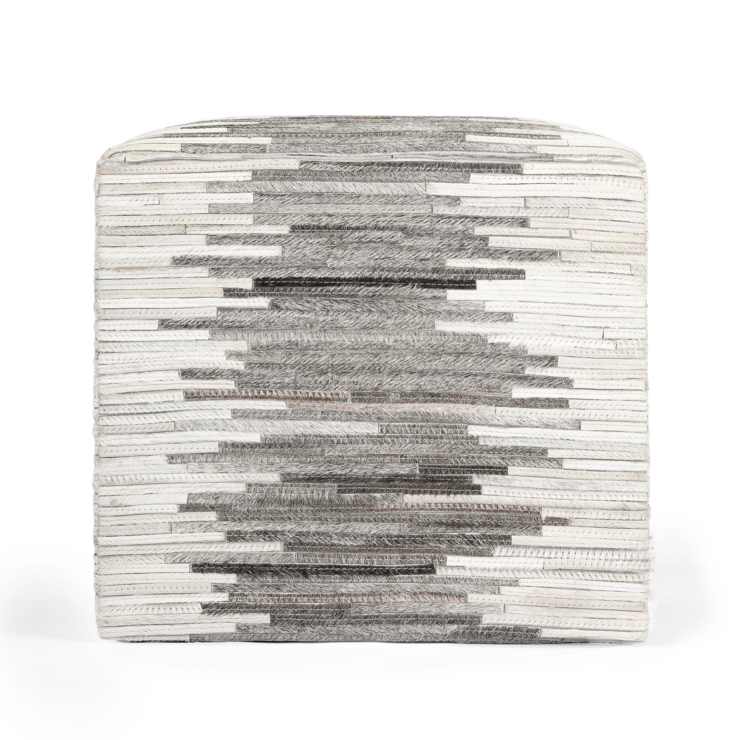 Victorian Hair on Hide Cube Ottoman in Gray 5535148