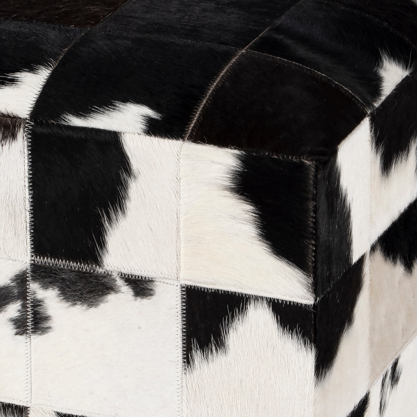 Butler Specialty Company Victorian Hair on Hide Cube Ottoman, Black and White