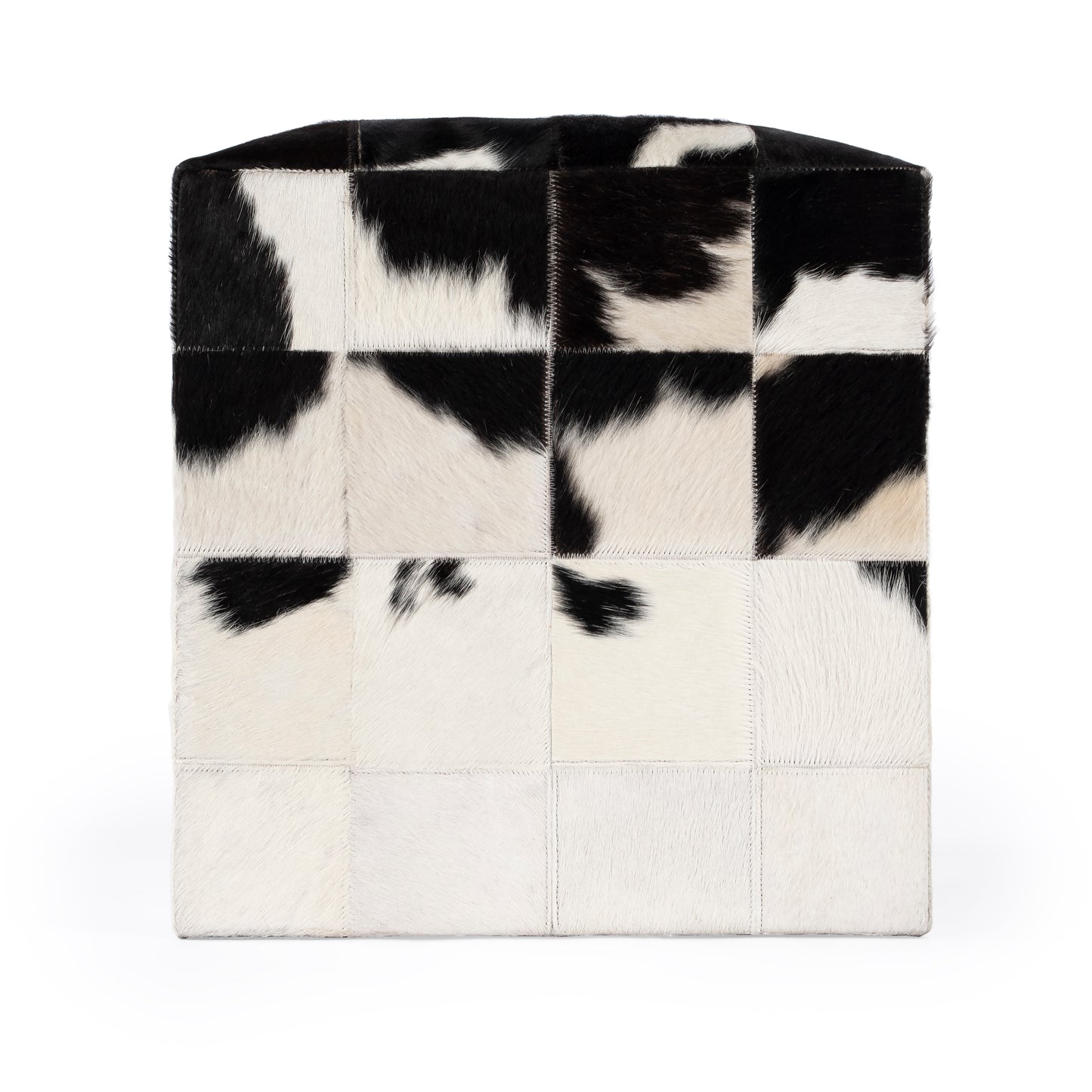 Butler Specialty Company Victorian Hair on Hide Cube Ottoman, Black and White