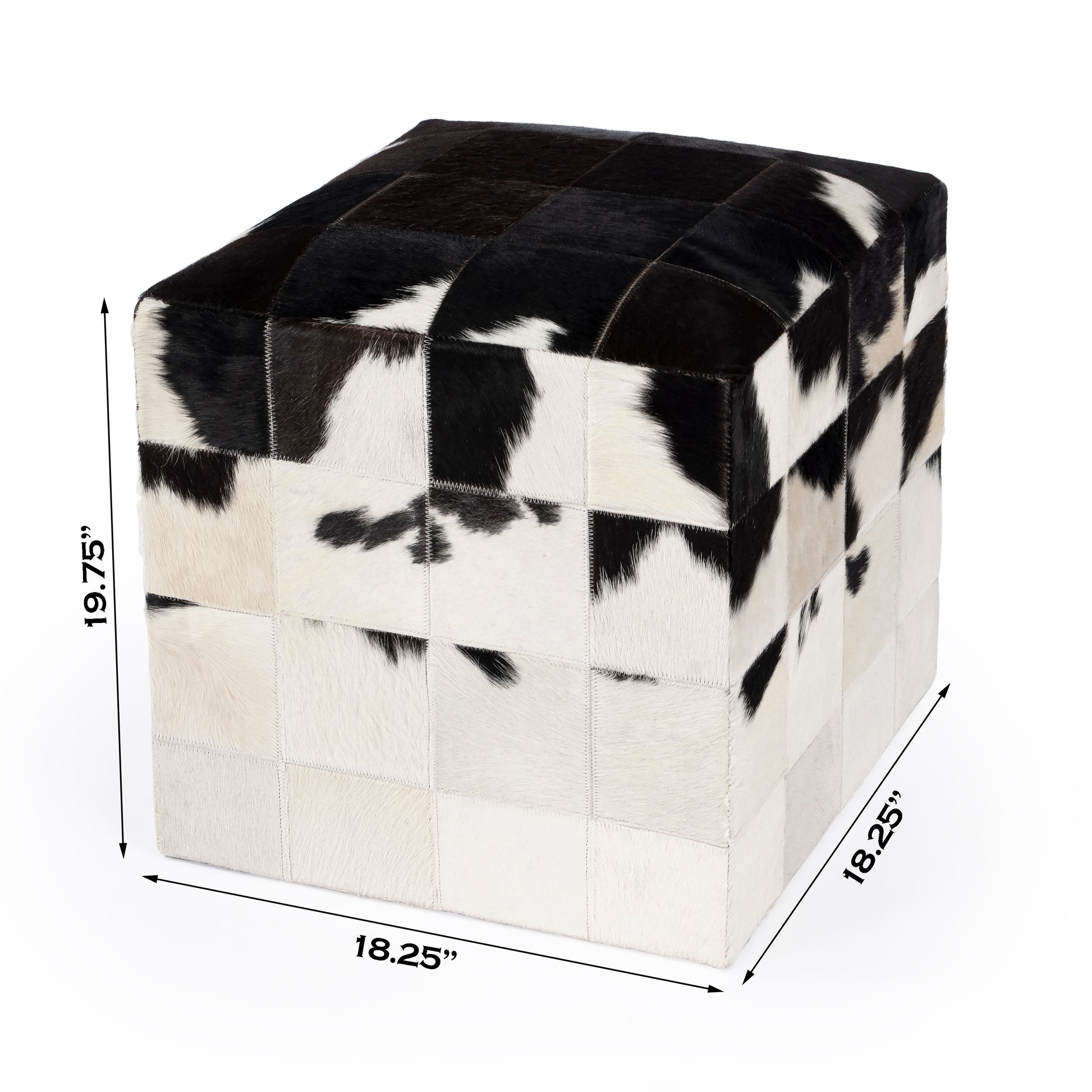 Butler Specialty Company Victorian Hair on Hide Cube Ottoman, Black and White