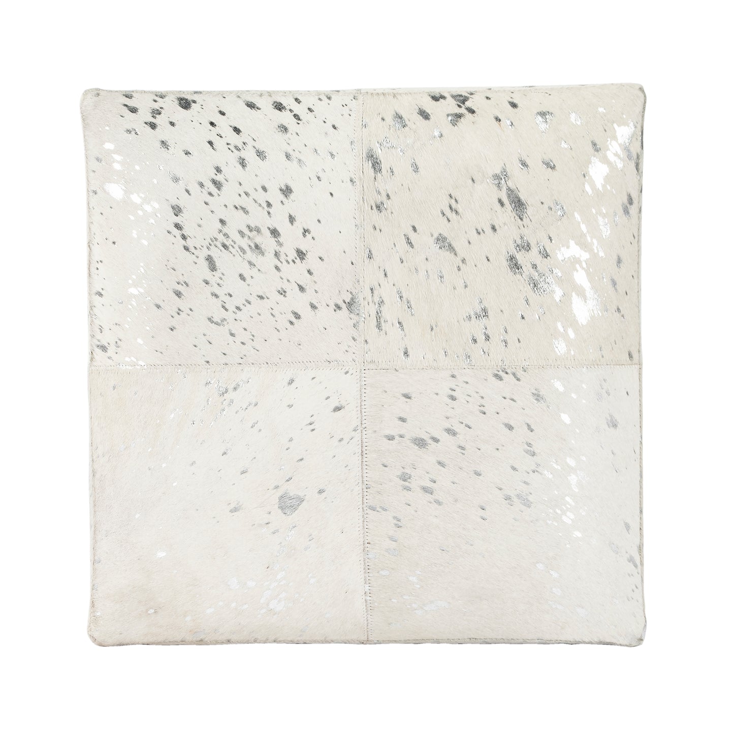 Butler Specialty Company Victorian Hair on Hide with Silver Spots Cube Ottoman, White
