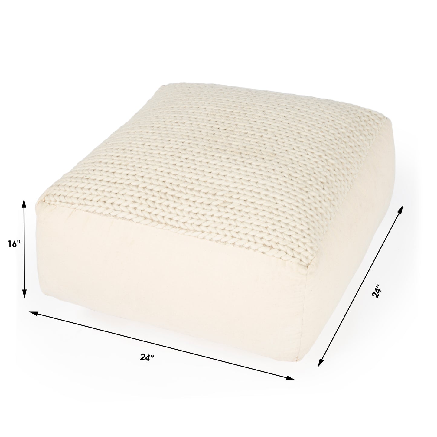 Fernandos Woven Pouffe in Cream,Ivory 5536984