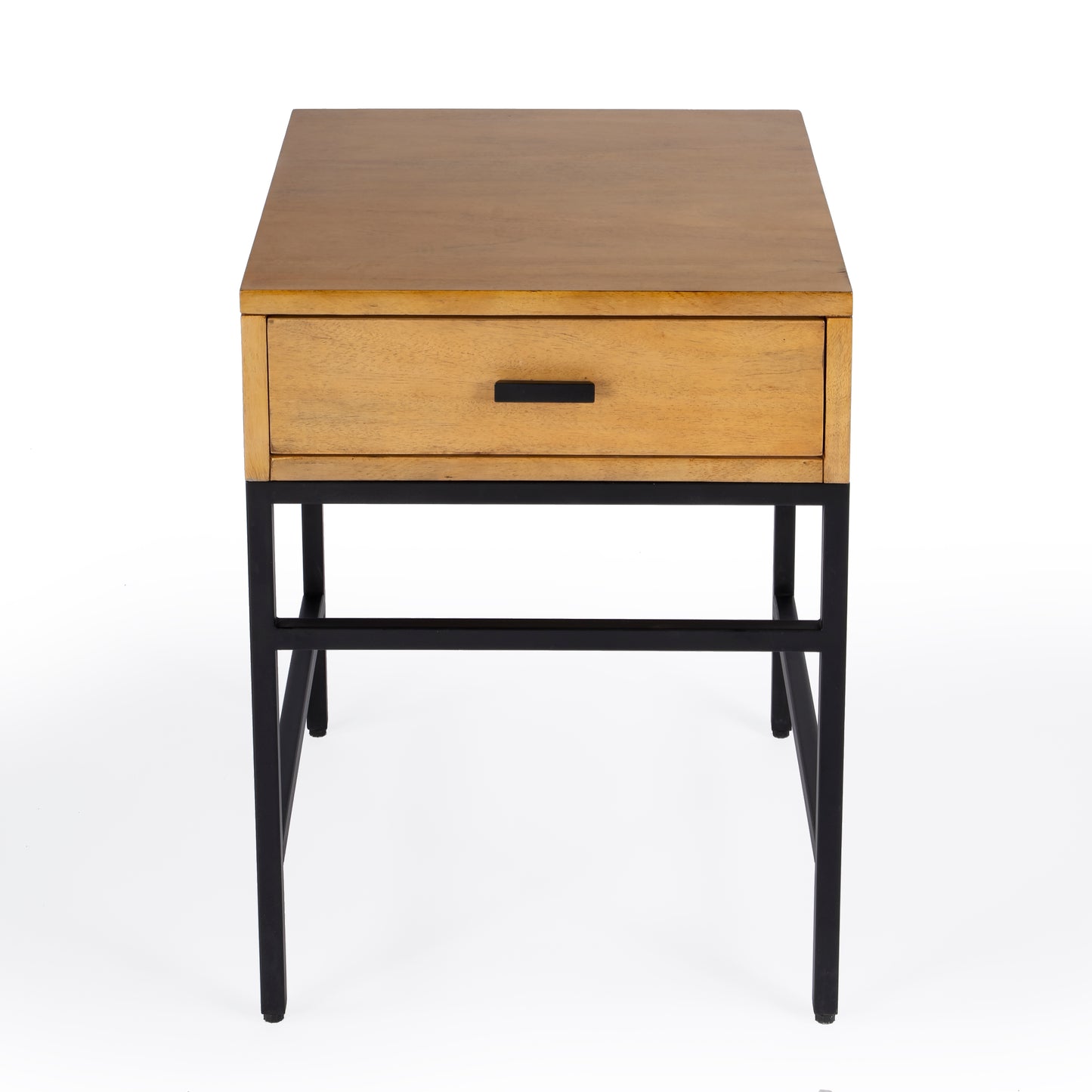 Hans 1 Drawer Wood and Iron End Table in Light Brown 5550419