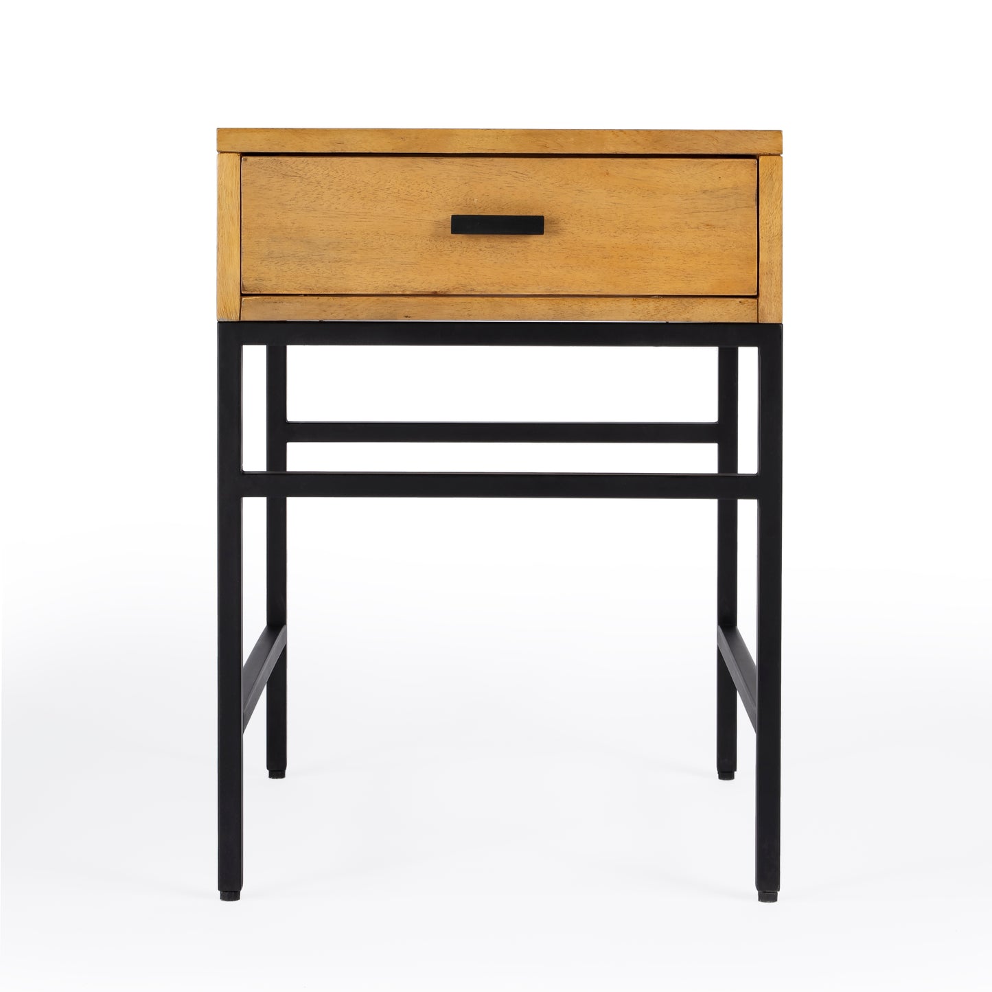 Hans 1 Drawer Wood and Iron End Table in Light Brown 5550419