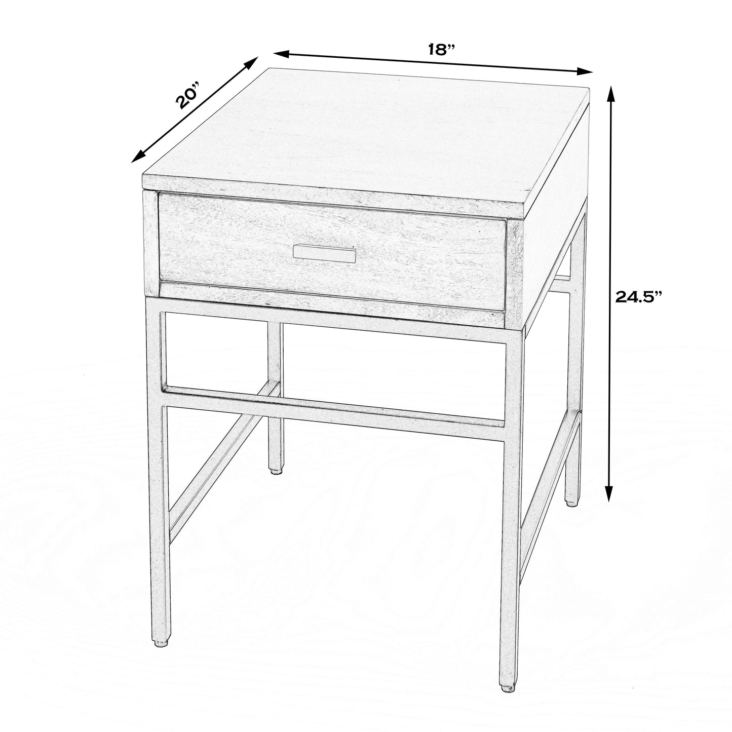 Hans 1 Drawer Wood and Iron End Table in Light Brown 5550419