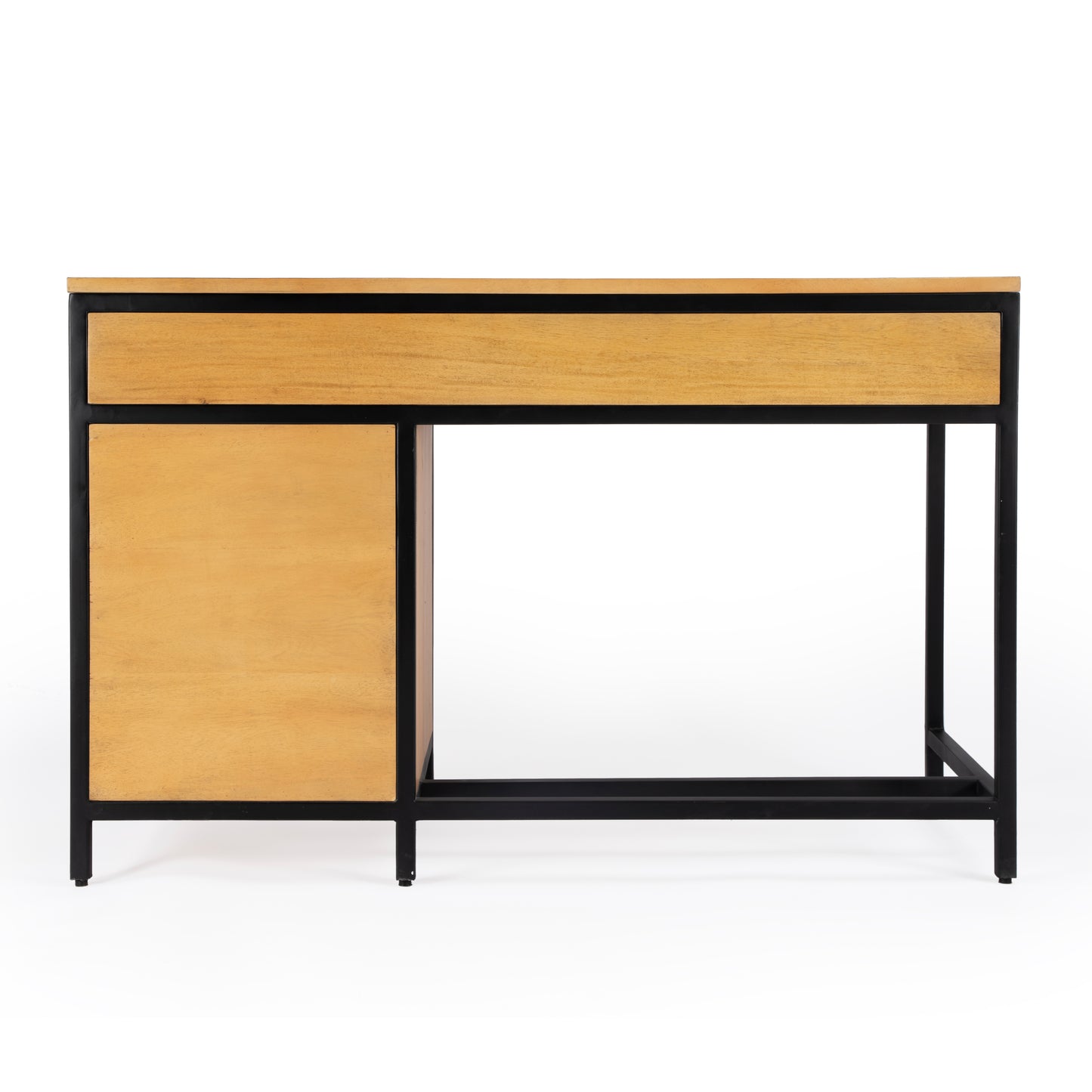 Butler Specialty Company Hans 48 in. W Rectangular Wood and Iron 4 Drawer Modern Writing Desk, Light Brown