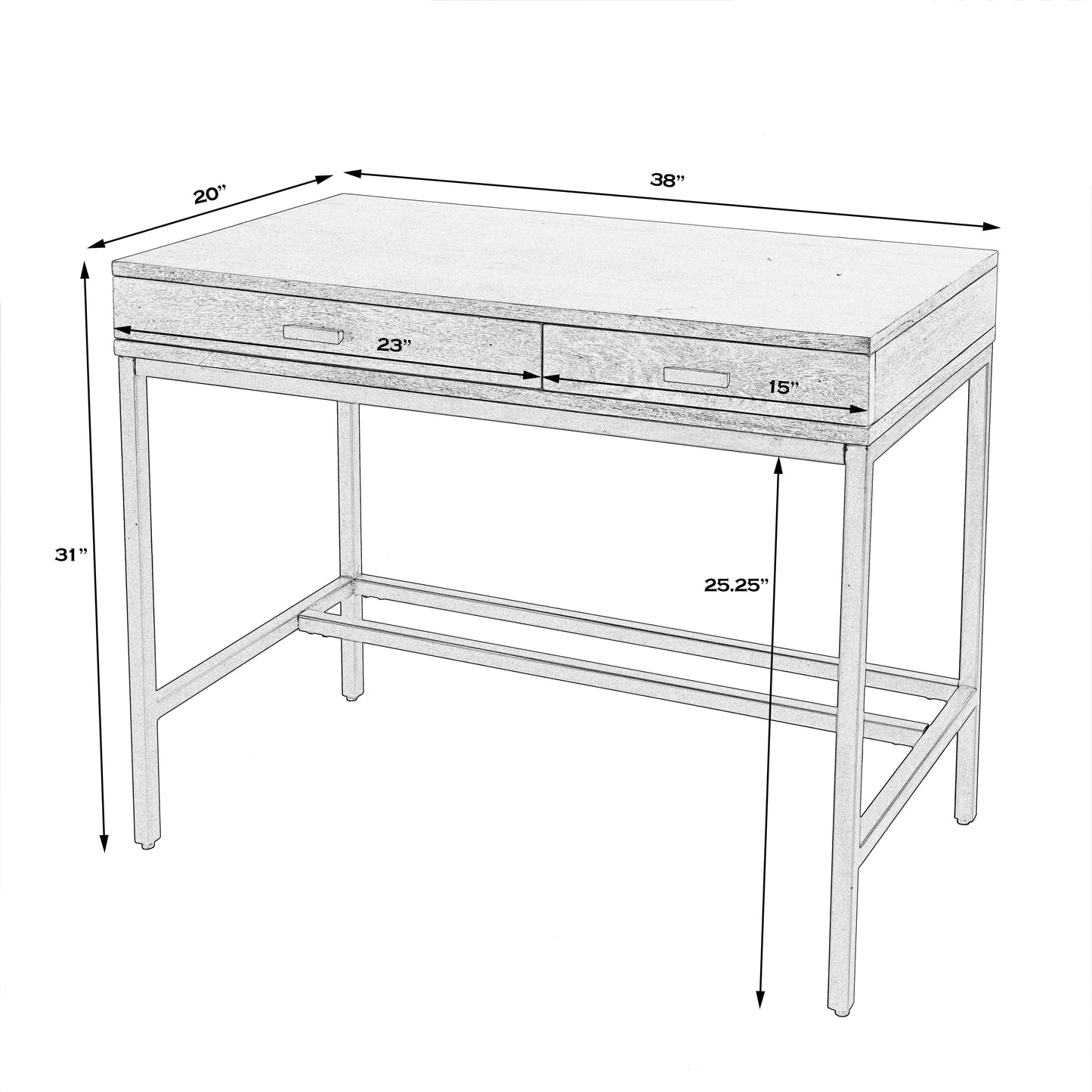 Hans 2-Drawer Writing Desk in Light Brown 5553419
