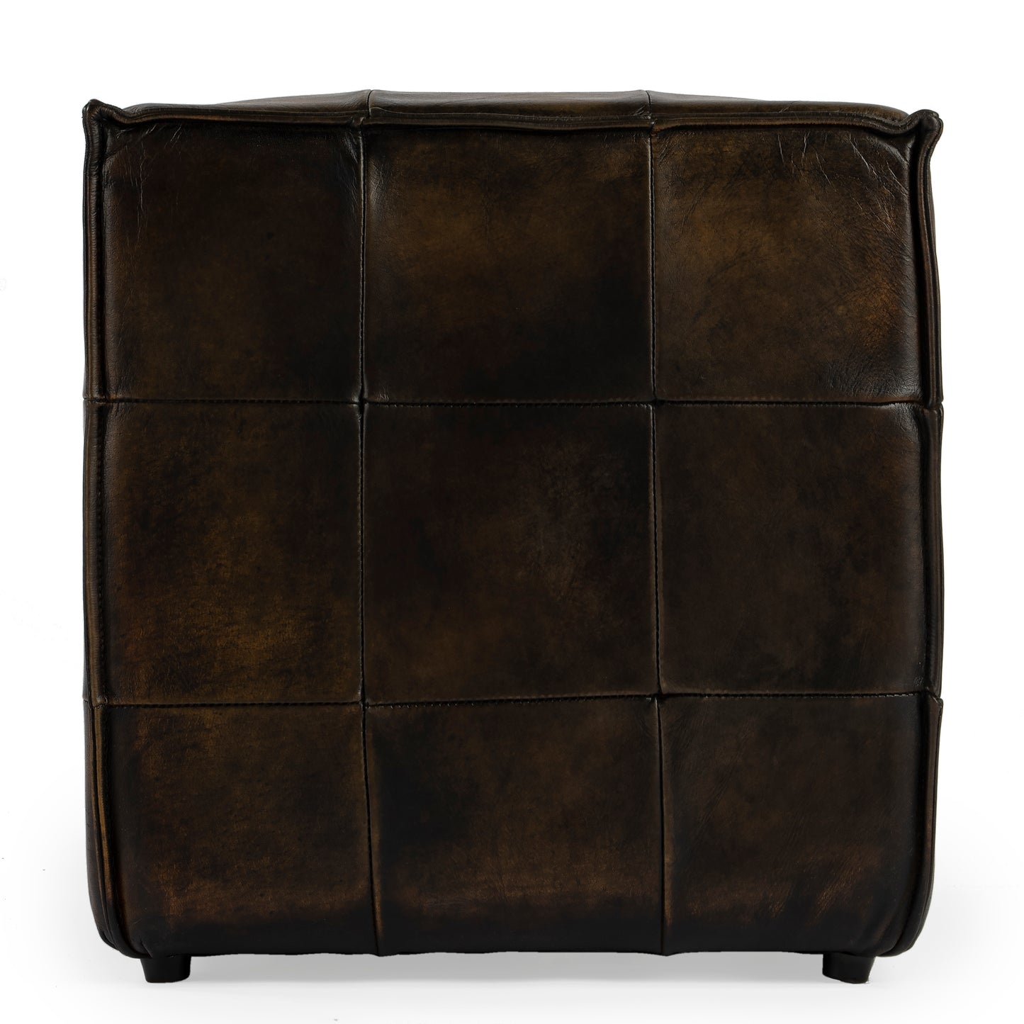 Butler Specialty Company Leon 18 in. W Square Leather Cube Ottoman, Dark Brown