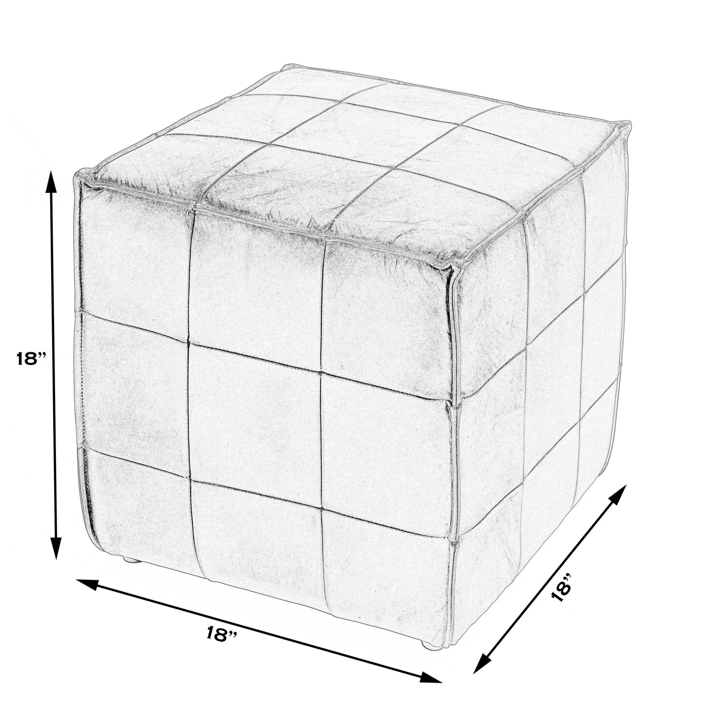 Butler Specialty Company Leon 18 in. W Square Leather Cube Ottoman, Dark Brown