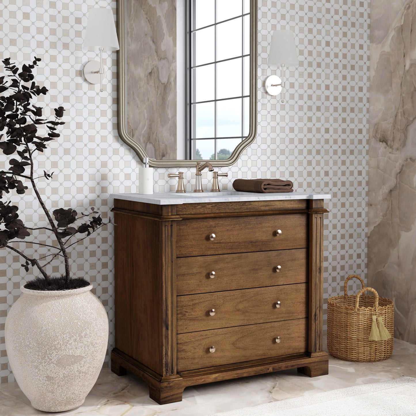 Hanson 36" Single Bathroom Vanity Set in Medium Brown 5570415