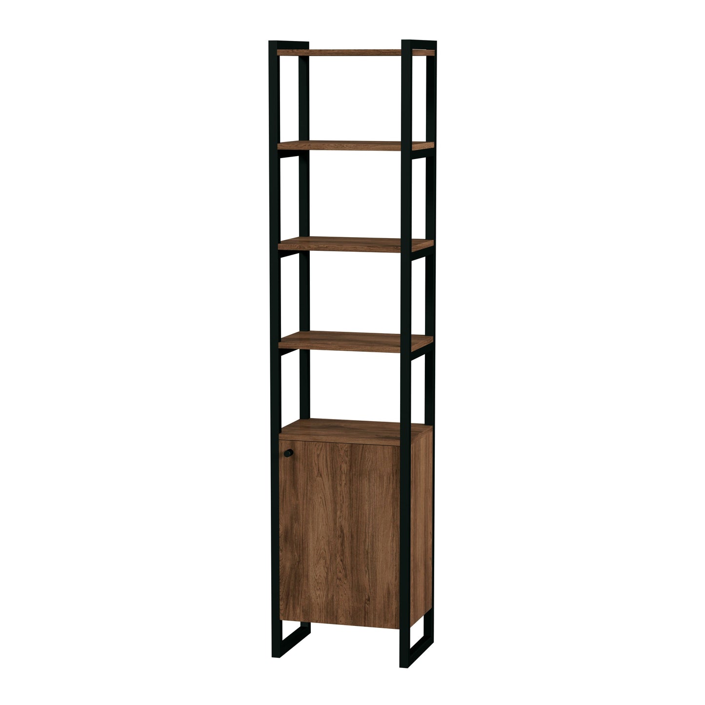 Drake 73" Narrow Walnut Bookcase with Storage in Medium Brown 5576421