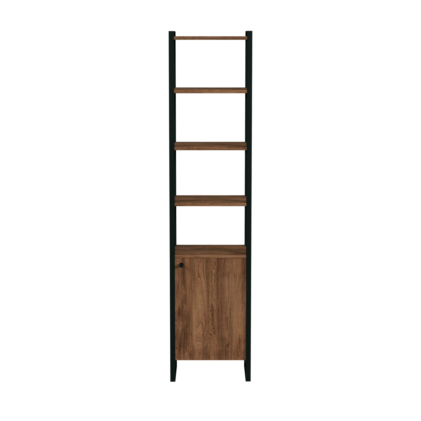Drake 73" Narrow Walnut Bookcase with Storage in Medium Brown 5576421