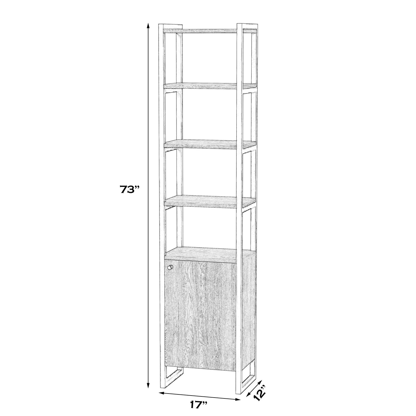 Drake 73" Narrow Walnut Bookcase with Storage in Medium Brown 5576421