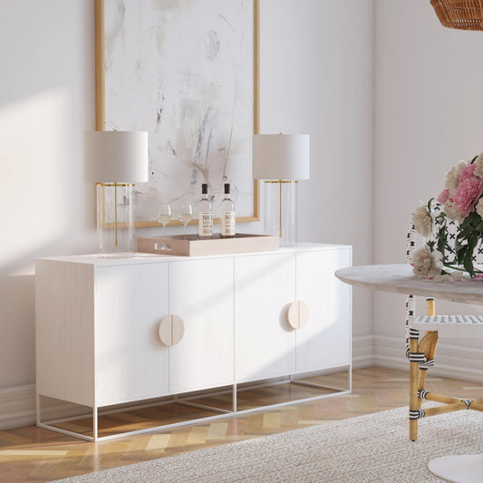 Butler Specialty Company Lennasa 63 in. W Rectangular Wood 4 Door Sideboard, White