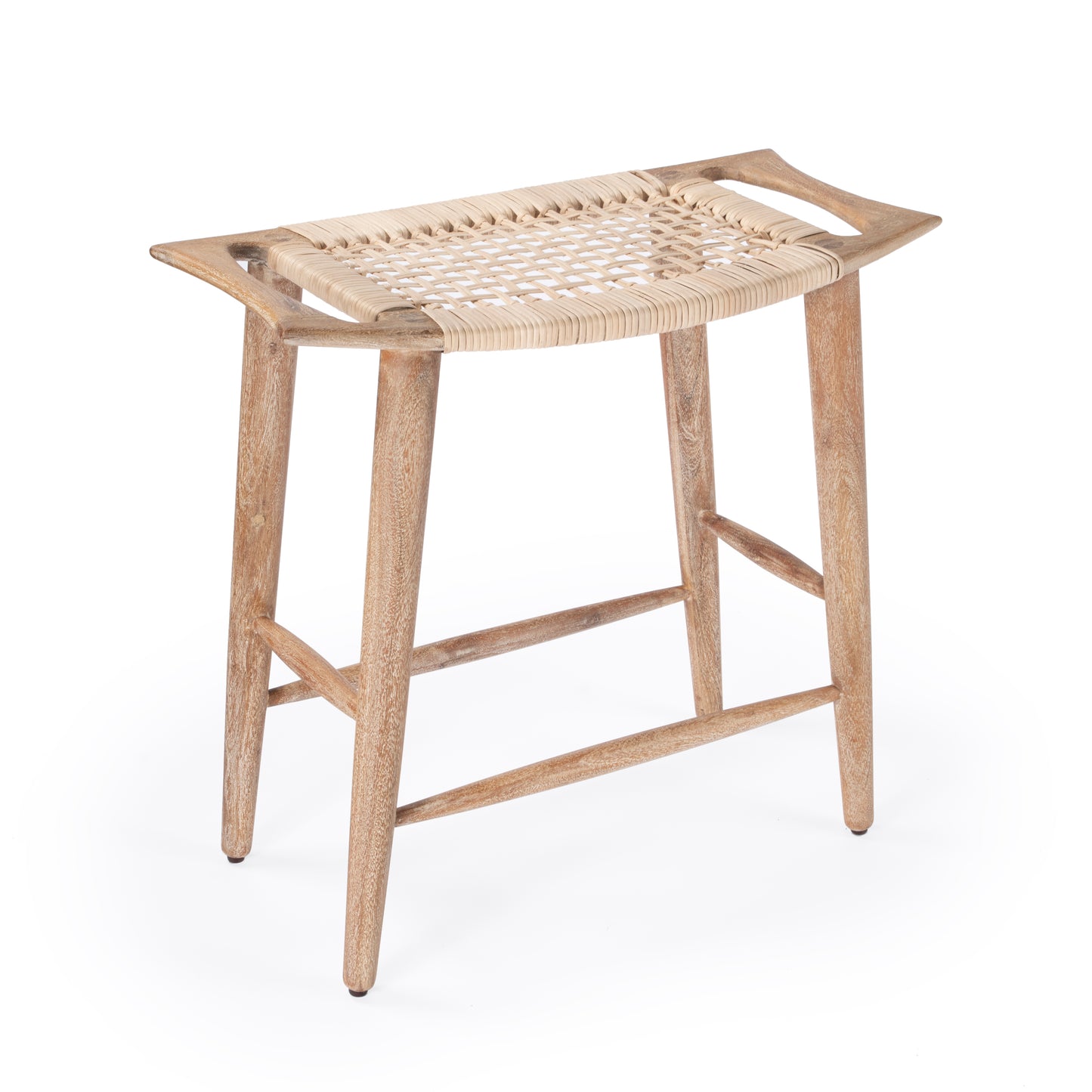 Tristan Natural Wood & Rattan 24.75" Counter Stool in Light Brown 5584312